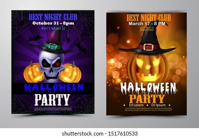 Halloween party flyer with pumpkins