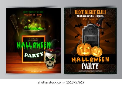 Halloween party flyer with pumpkins