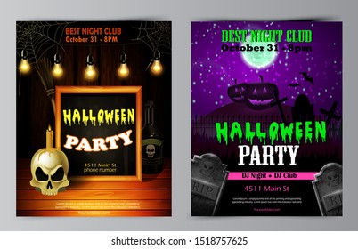 Halloween party flyer with pumpkins