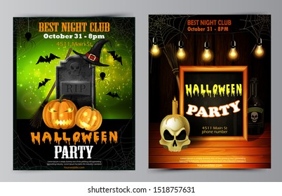 Halloween party flyer with pumpkins