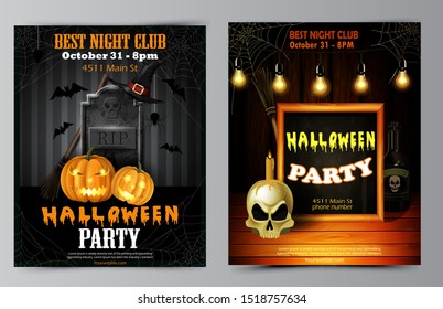 Halloween party flyer with pumpkins