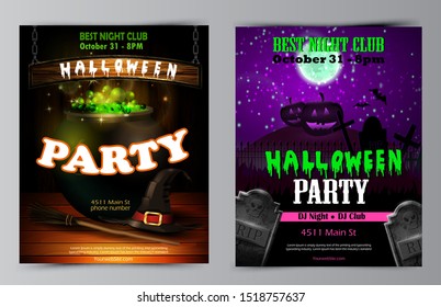 Halloween party flyer with pumpkins