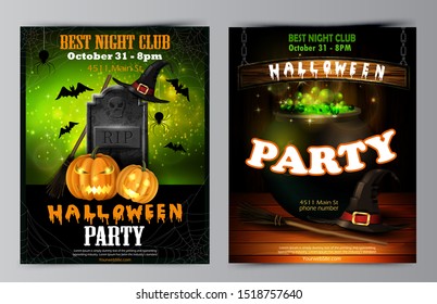 Halloween party flyer with pumpkins