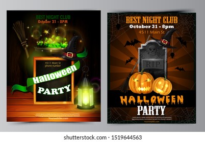 Halloween party flyer with pumpkins