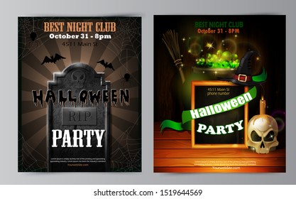 Halloween party flyer with pumpkins
