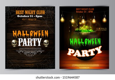 Halloween party flyer with pumpkins