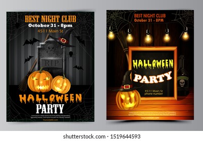 Halloween party flyer with pumpkins