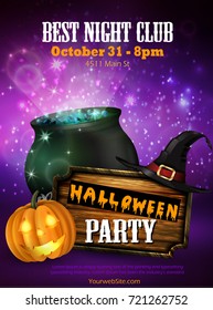 Halloween party flyer with pumpkins