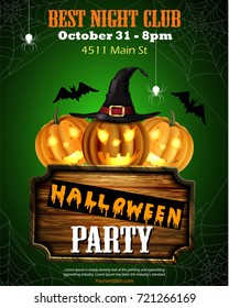 Halloween party flyer with pumpkins