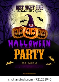 Halloween Party Flyer With Pumpkins