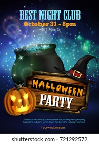 Halloween party flyer with pumpkins