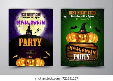 Halloween Party Flyer With Pumpkins