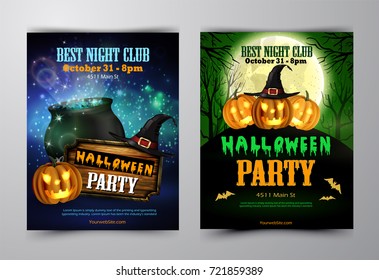 Halloween Party Flyer With Pumpkins