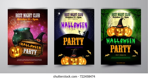 Halloween party flyer with pumpkins