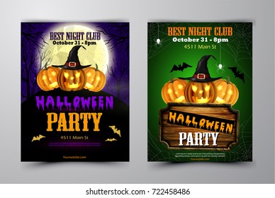 Halloween party flyer with pumpkins