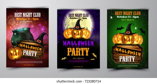 Halloween Party Flyer With Pumpkins