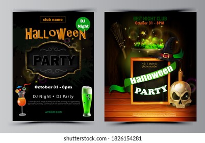 Halloween party flyer set vector