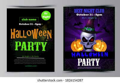 Halloween party flyer set vector