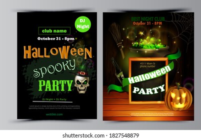 Halloween party flyer set vector