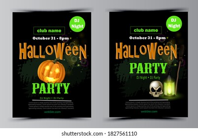 Halloween party flyer set vector