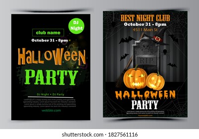 Halloween party flyer set vector