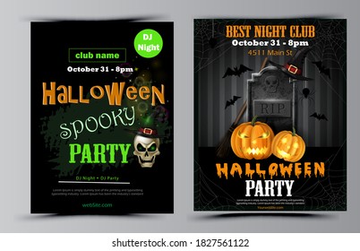 Halloween party flyer set vector