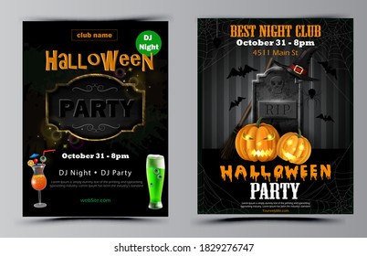 Halloween party flyer set vector