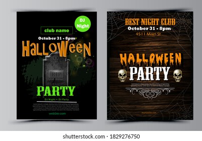 Halloween party flyer set vector