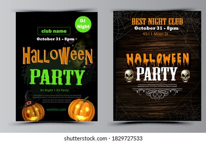 Halloween party flyer set vector