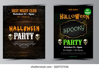 Halloween party flyer set vector