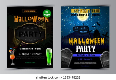 Halloween party flyer set vector