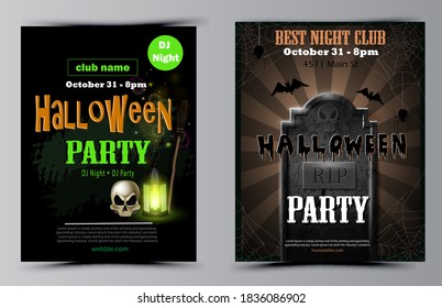 Halloween party flyer set vector
