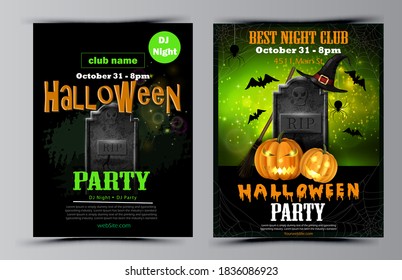 Halloween party flyer set vector