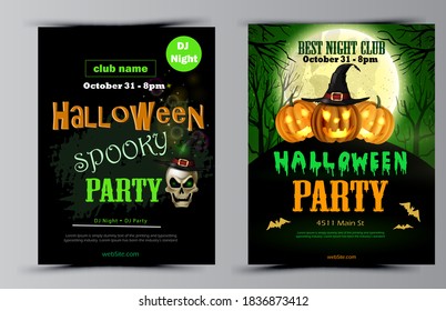 Halloween party flyer set vector