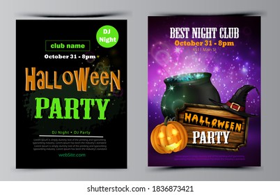 Halloween party flyer set vector