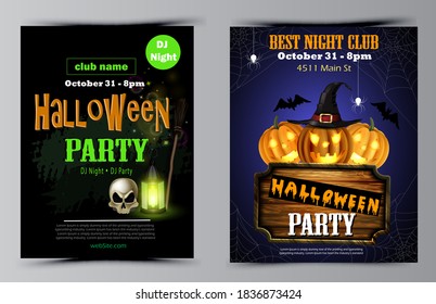 Halloween party flyer set vector