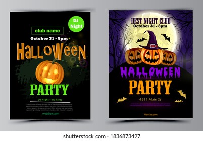 Halloween party flyer set vector