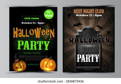 Halloween party flyer set vector