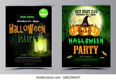 Halloween party flyer set vector