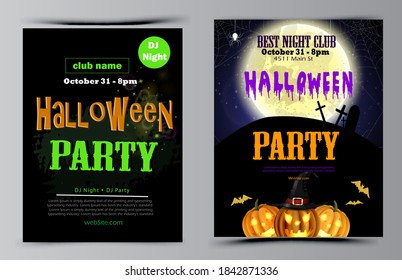 Halloween party flyer set vector