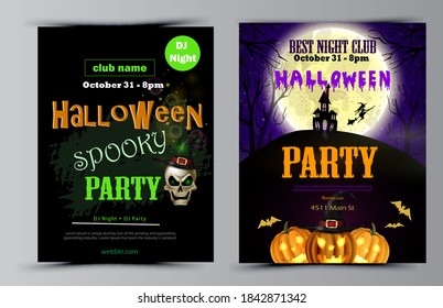 Halloween party flyer set vector