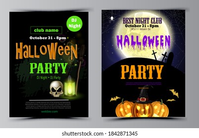 Halloween party flyer set vector
