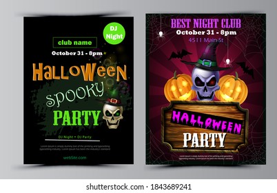 Halloween party flyer set vector