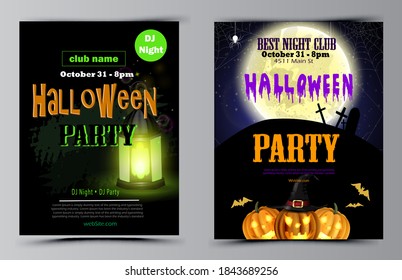Halloween party flyer set vector