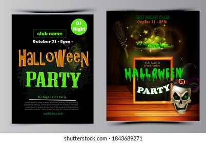 Halloween party flyer set vector