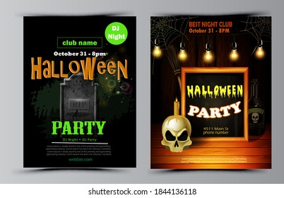 Halloween party flyer set vector