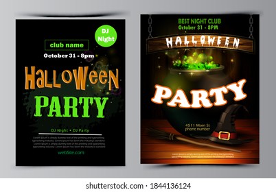 Halloween party flyer set vector