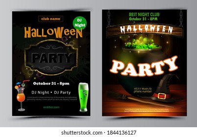 Halloween party flyer set vector