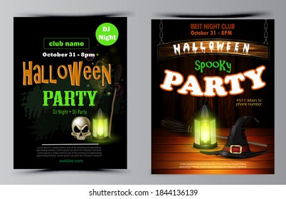 Halloween party flyer set vector