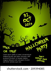 Halloween party flyer template - green and black